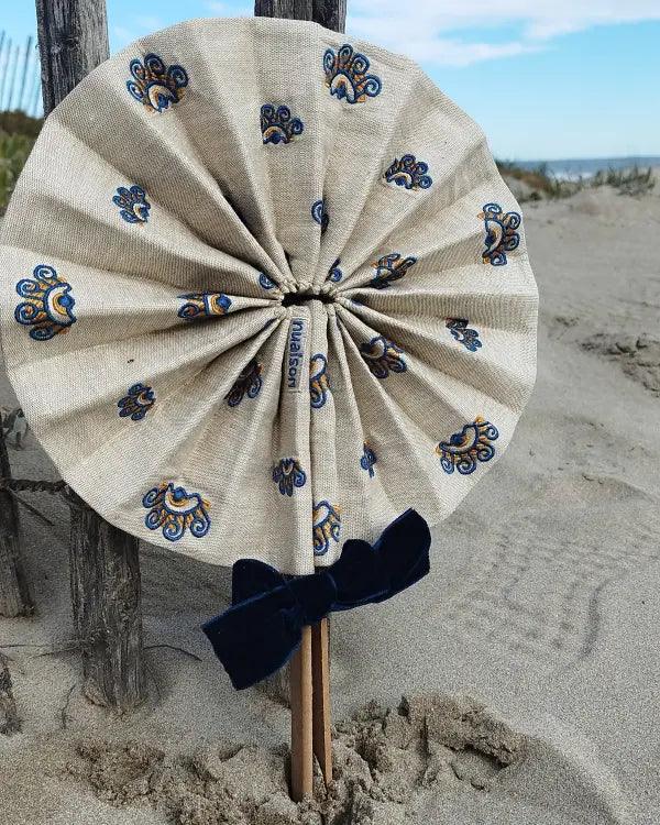 Éventail rond en tissu ou toile de jute - Image 12