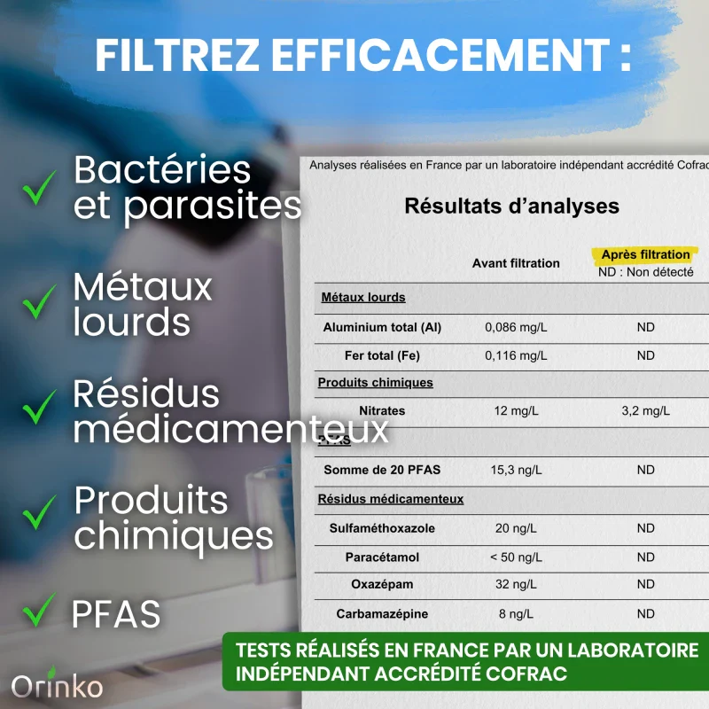 Filtre à Eau en acier inoxydable par Gravité 8,5L - Image 2
