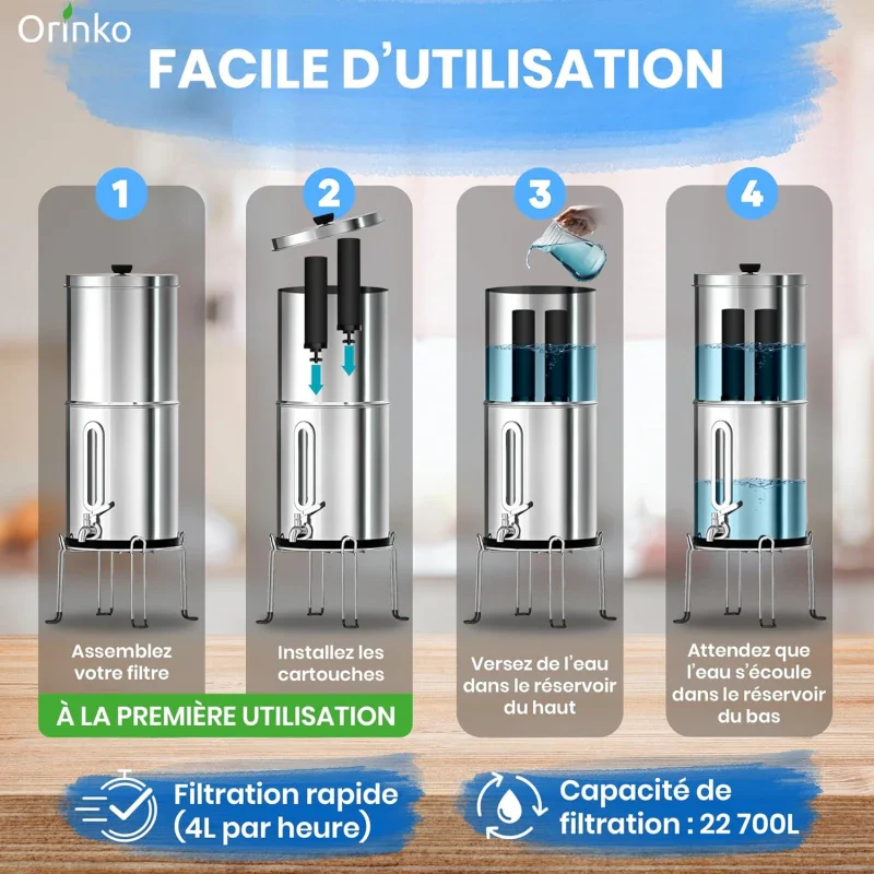 Filtre à Eau en acier inoxydable par Gravité 8,5L - Image 5