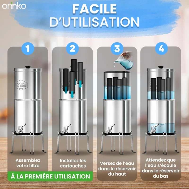 Filtre à Eau par Gravité 8,5L avec 4 Cartouches - Image 3