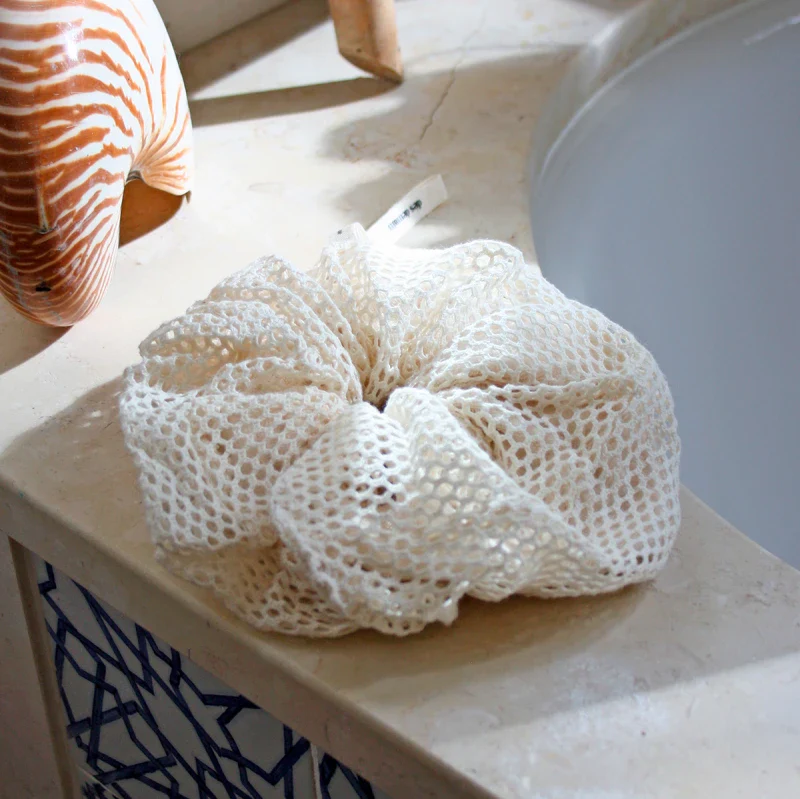 Fleur de douche exfoliante naturelle en coton biologique réutilisable - Image 5