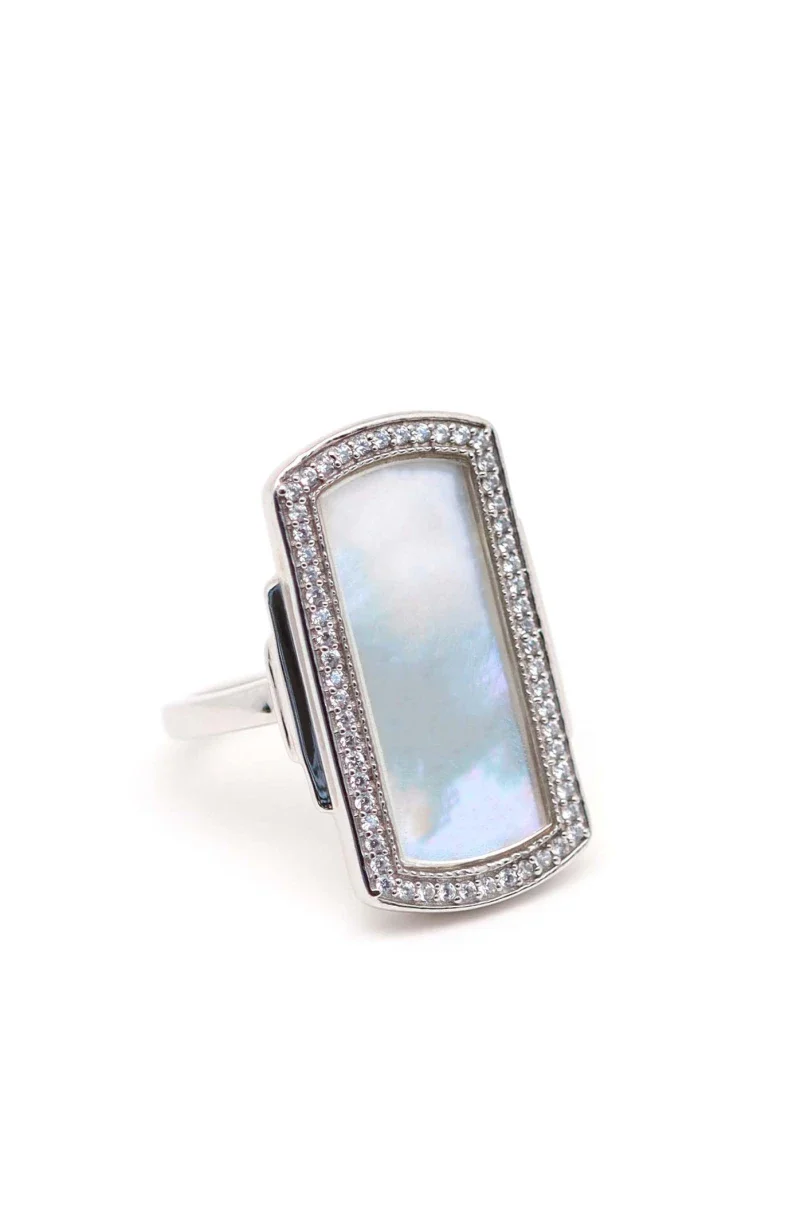 Bague art déco en argent nacre "Florentine" - Image 2