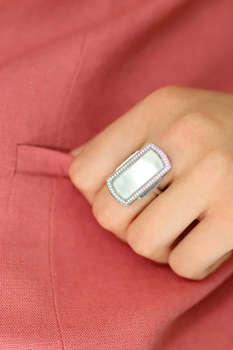 Bague art déco en argent nacre "Florentine" - Image 3