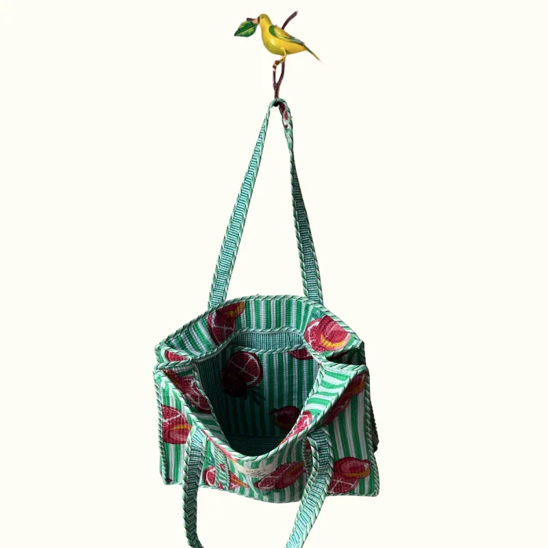 Grand tote bag à Zip – "Mint & Pomegranate Splash" - Image 3