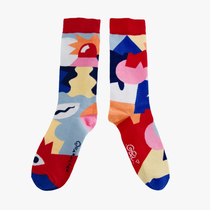 Paire de chaussettes dépareillées "Abstract rouge et bleu" - Image 2