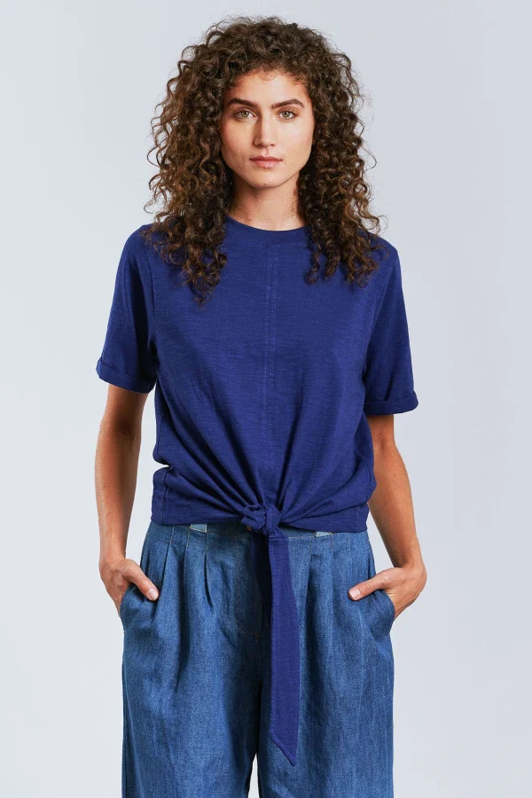 Haut bleu marine pour femme en coton bio - Anisa - Image 2