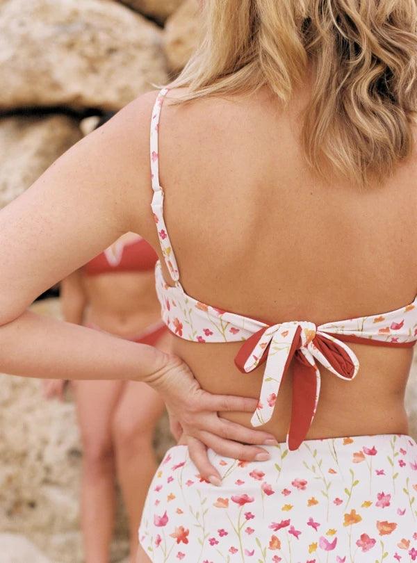 Haut de maillot de bain reversible Fleurs/Terracotta - Syrna - Image 5