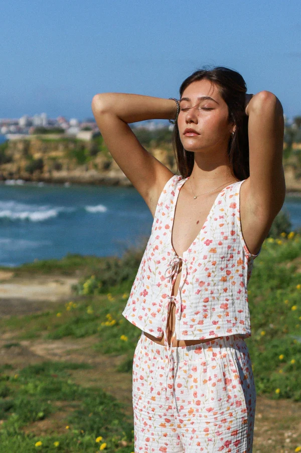 Haut de plage fleurit reversible - Jade - Image 3