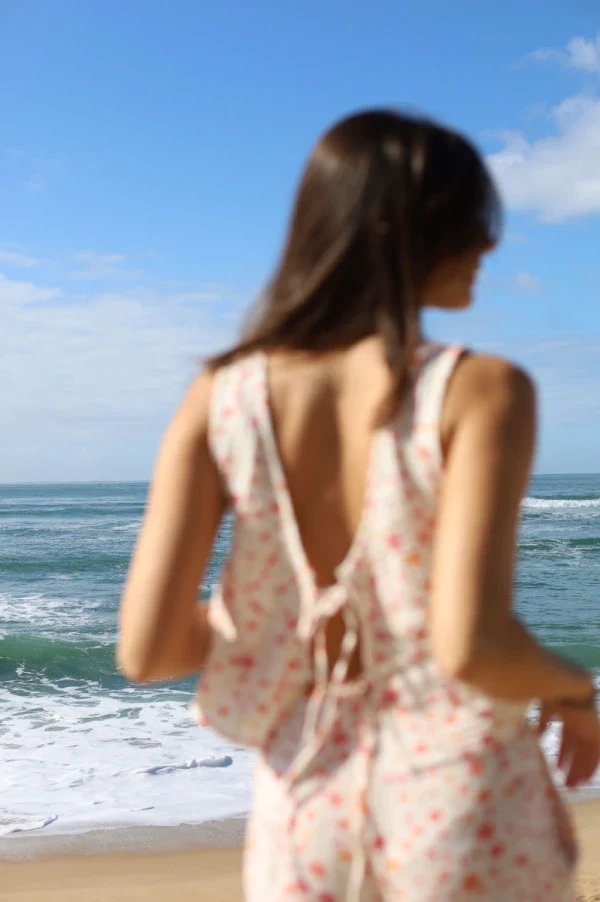 Haut de plage fleurit reversible - Jade - Image 4