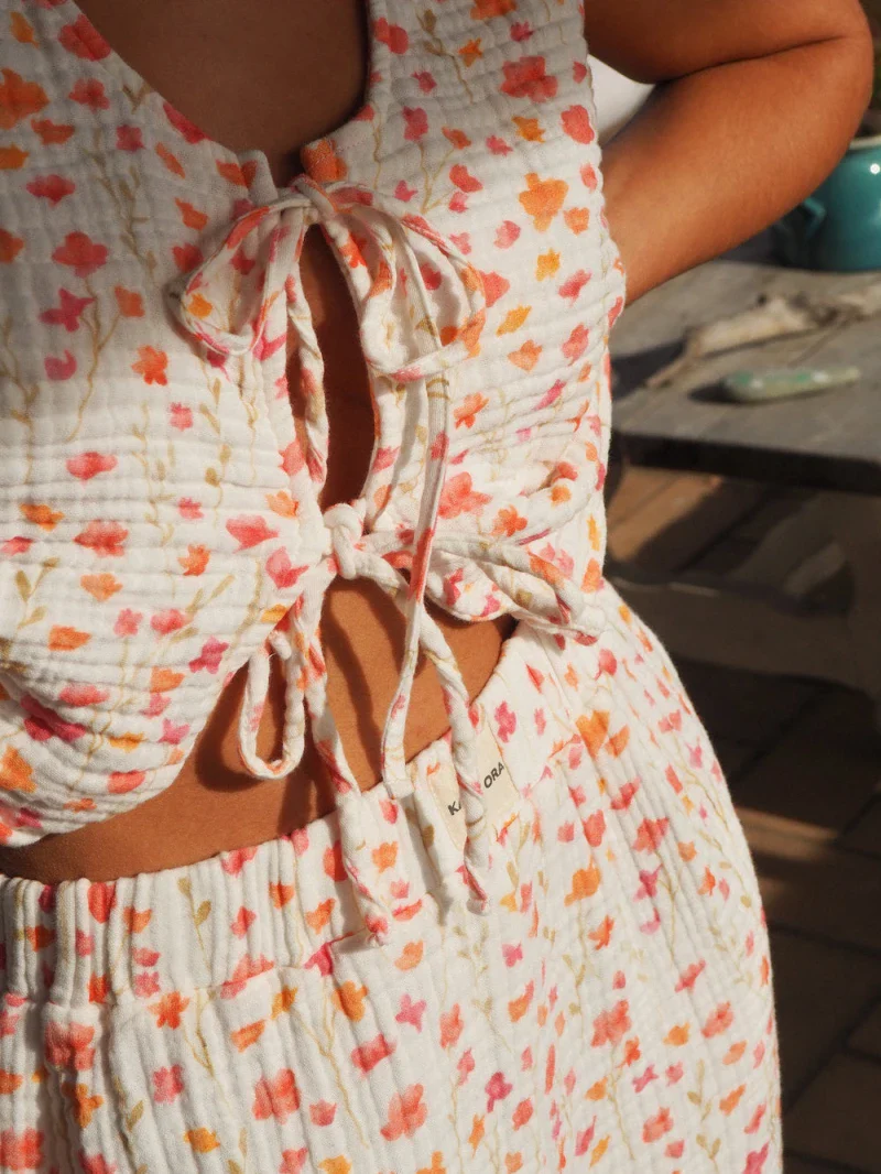 Haut de plage fleurit reversible - Jade - Image 9