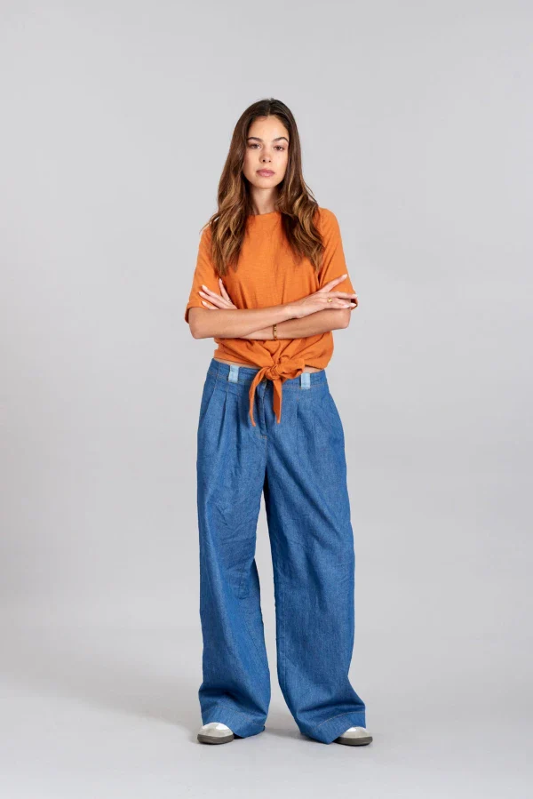 Haut orange pour femme en coton bio - Anisa - Image 3