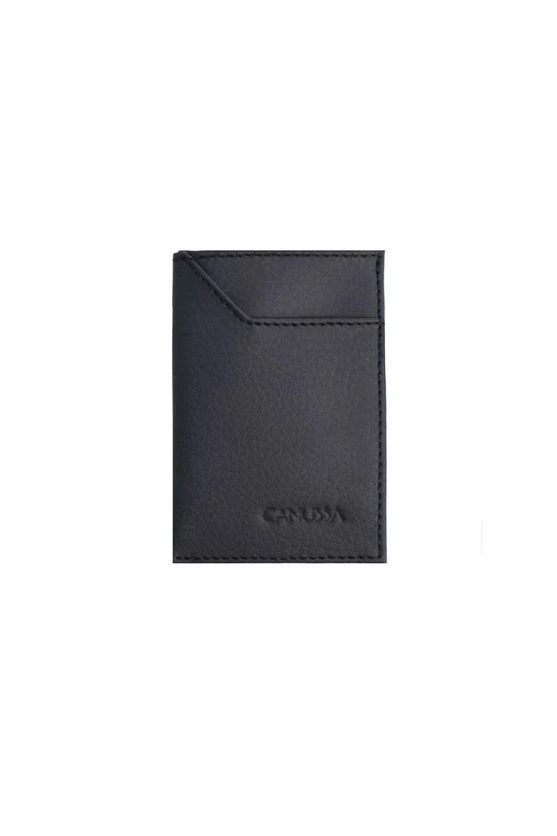 Porte carte noir minimaliste en cuir végan - - Image 3