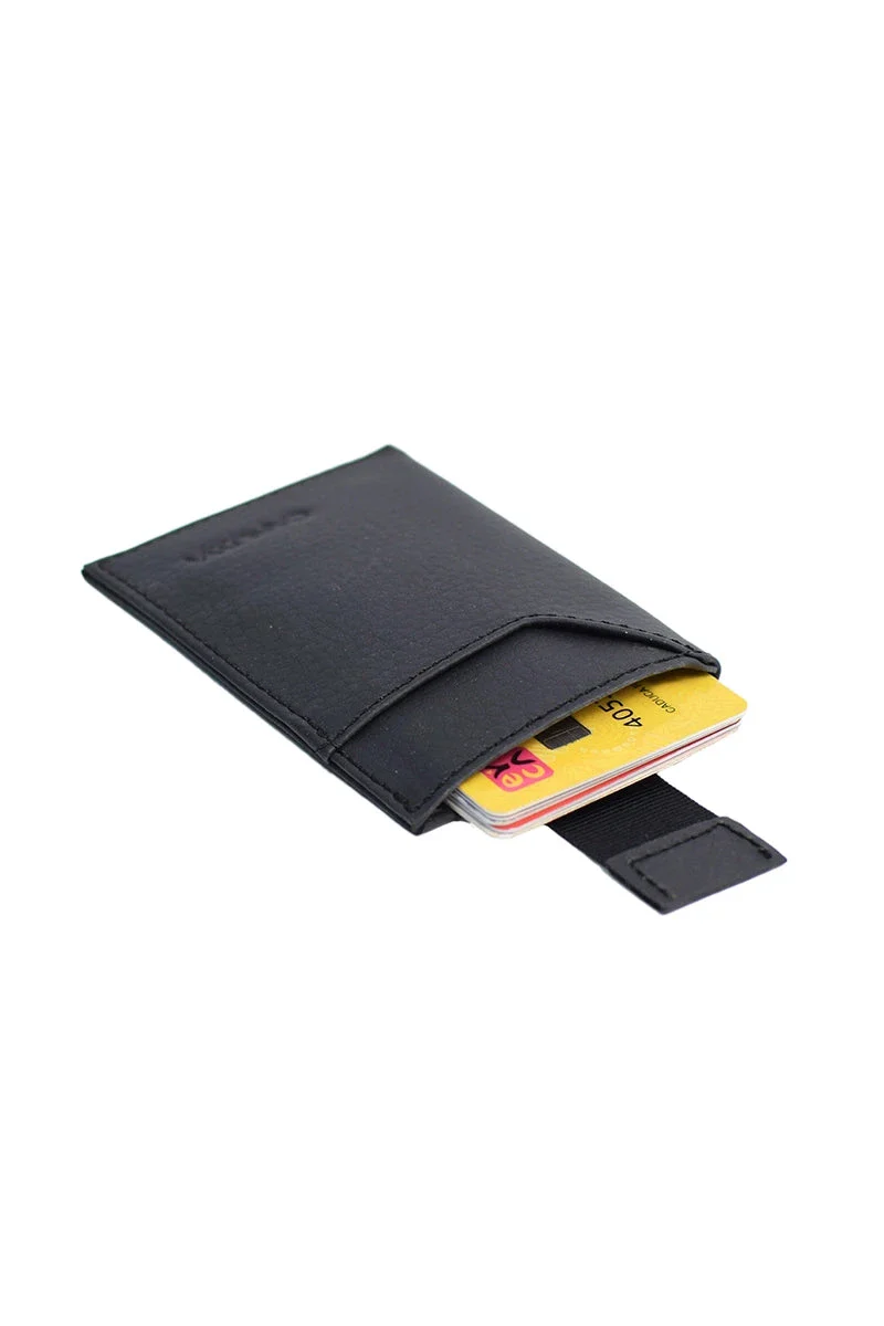 Porte carte noir minimaliste en cuir végan - - Image 4