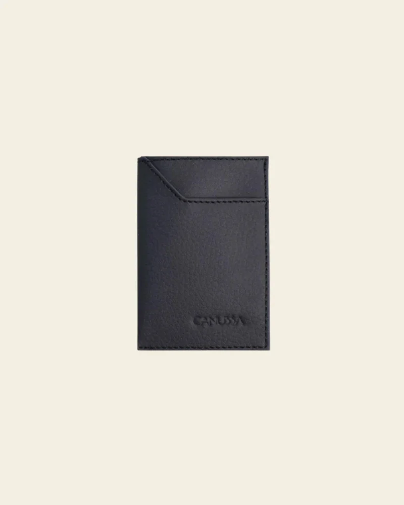 Porte carte noir minimaliste en cuir végan - - Image 7