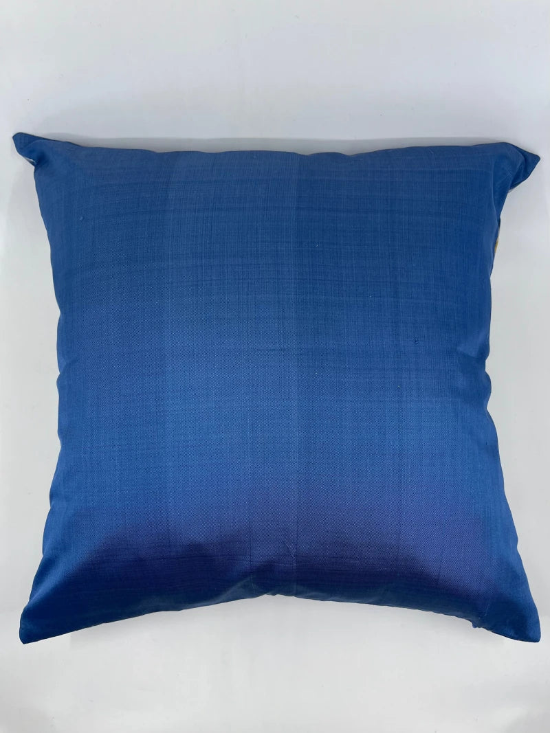 Housse de coussin en soie bleue et jaune - Image 8