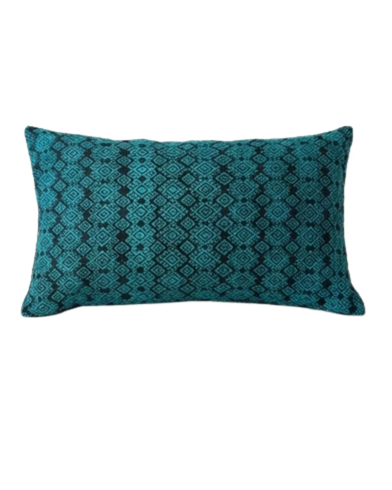 Housse de coussin Kachin bleu et turquoise - Image 4