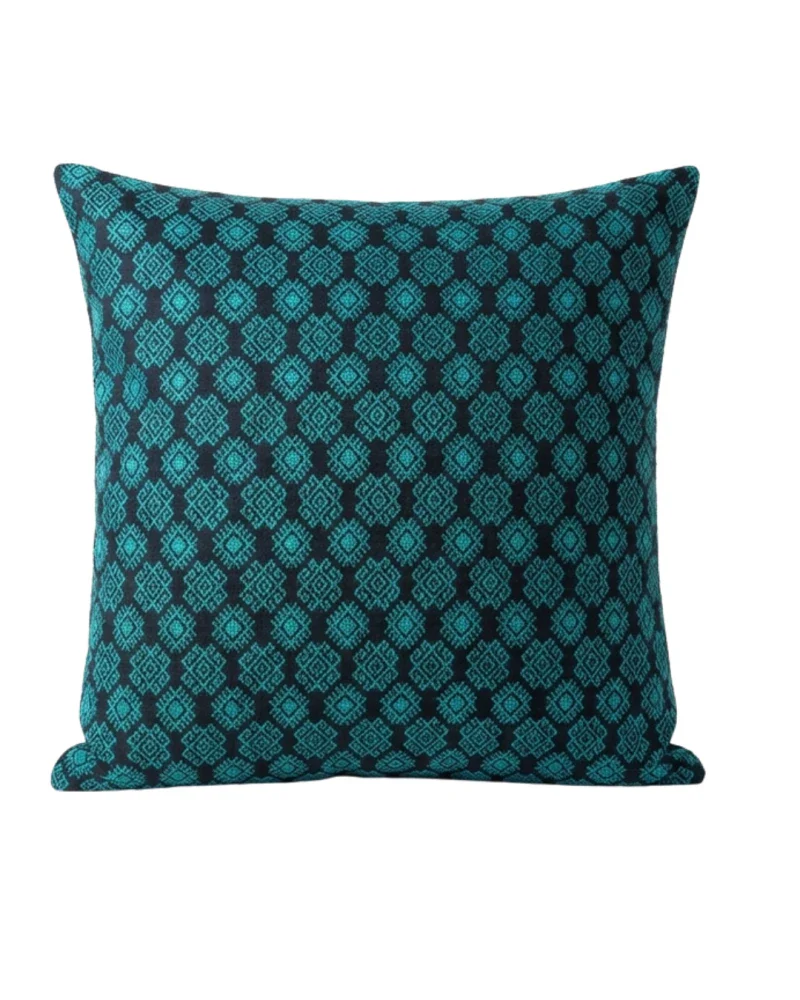 Housse de coussin Kachin bleu et turquoise - Image 5