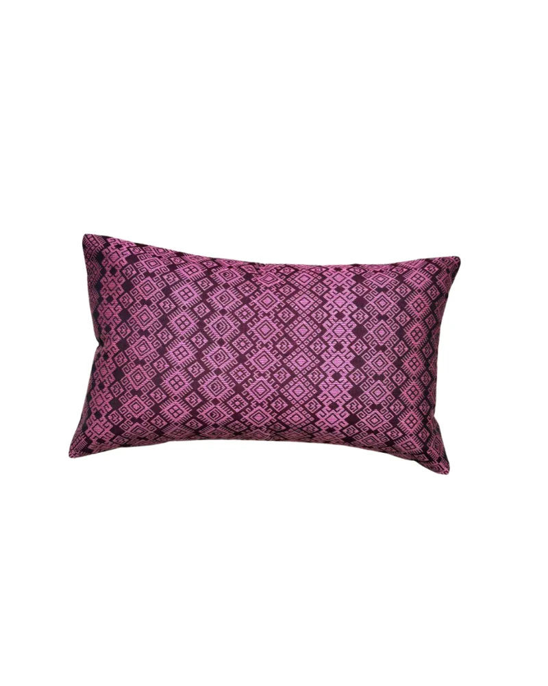 Housse de coussin Kachin bordeaux et rose - Image 5
