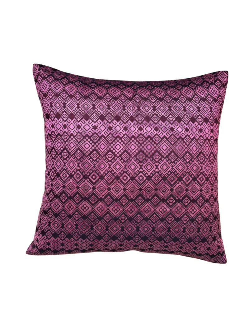 Housse de coussin Kachin bordeaux et rose - Image 7