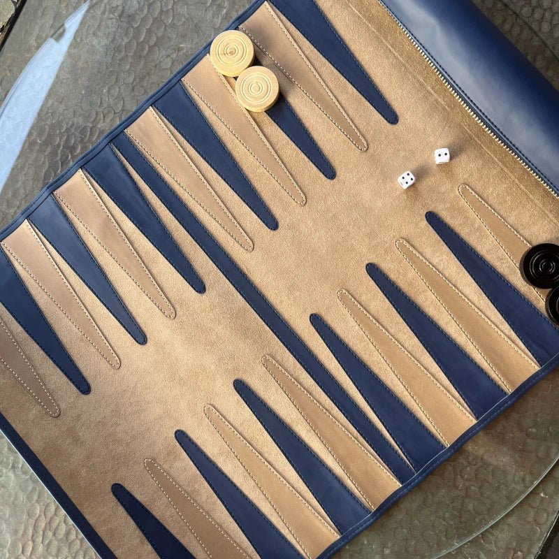Jeu du Jacquet pliable - Backgammon de voyage en cuir végan - Image 15