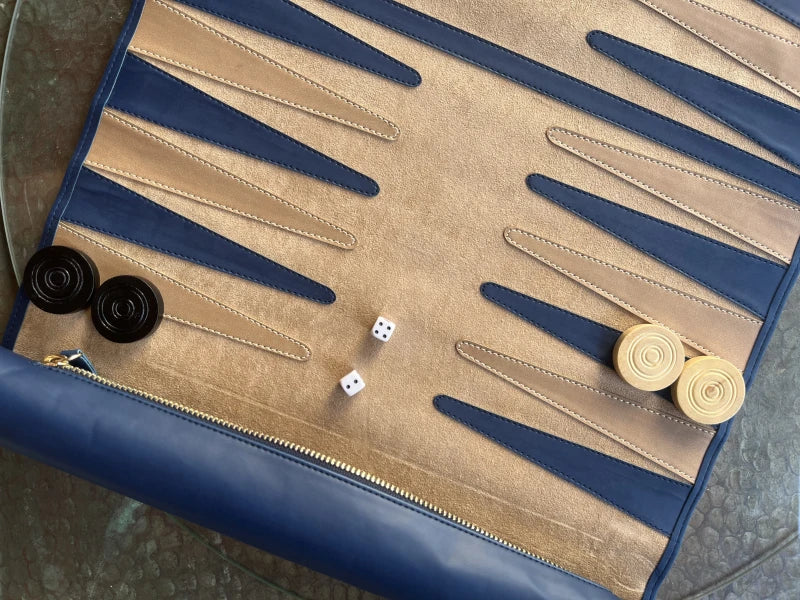 Jeu du Jacquet pliable - Backgammon de voyage en cuir végan - Image 17