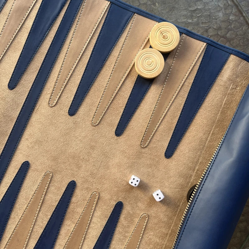 Jeu du Jacquet pliable - Backgammon de voyage en cuir végan - Image 18