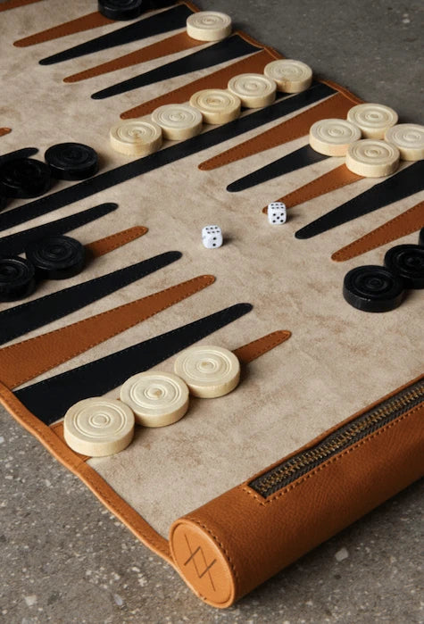 Jeu du Jacquet pliable - Backgammon de voyage en cuir végan - Image 4
