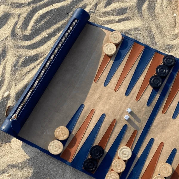 Jeu du Jacquet pliable - Backgammon de voyage en cuir végan - Image 5