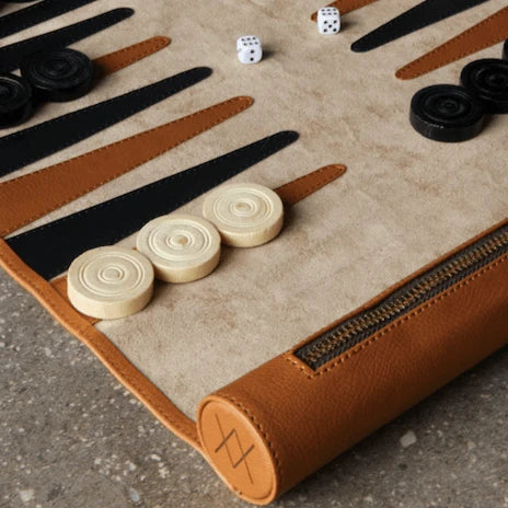 Jeu du Jacquet pliable - Backgammon de voyage en cuir végan - Image 8