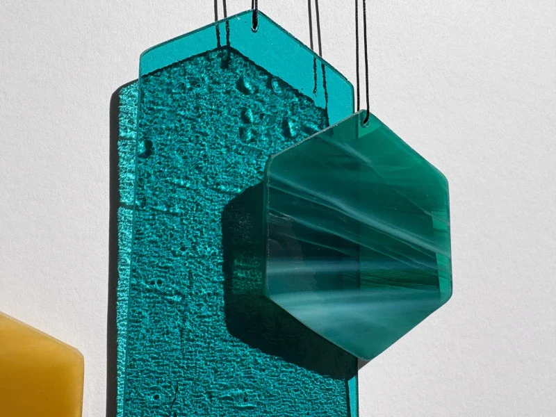Jeu du vent en verre artisanal - orange et vert - Image 6