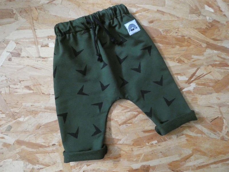 Pantalon Jogpant Enfant - Fait Main - Imprimé Flèches - Orange/Vert - Image 2