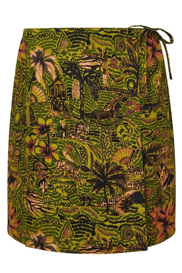Jupe en coton biologique imprimé tropical vert - Solstice - Image 2