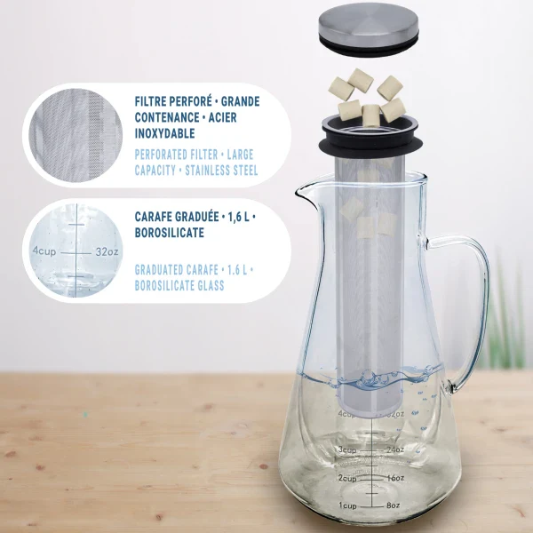 Kit de Purification d'Eau : Carafe en verre + Perles de Céramique x15 - Image 2