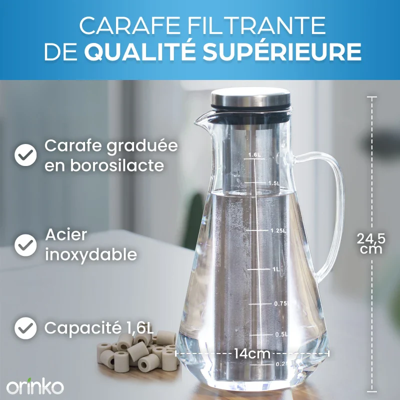 Kit de Purification d'Eau : Carafe en verre + Perles de Céramique x15 - Image 7