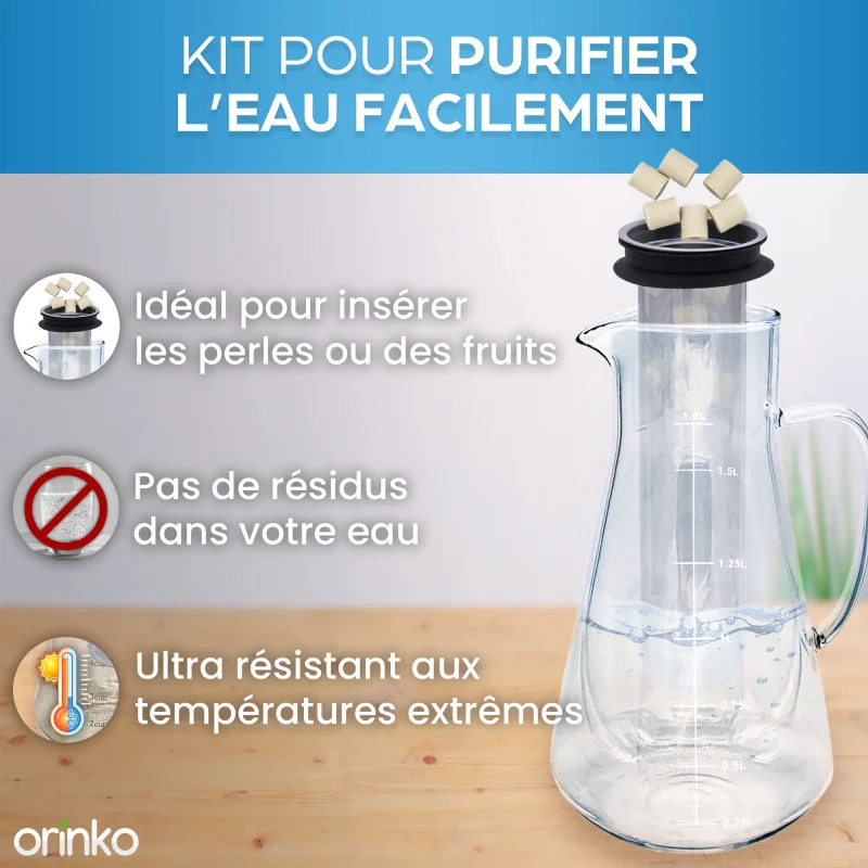 Kit de Purification d'Eau : Carafe en verre + Perles de Céramique x15 - Image 8