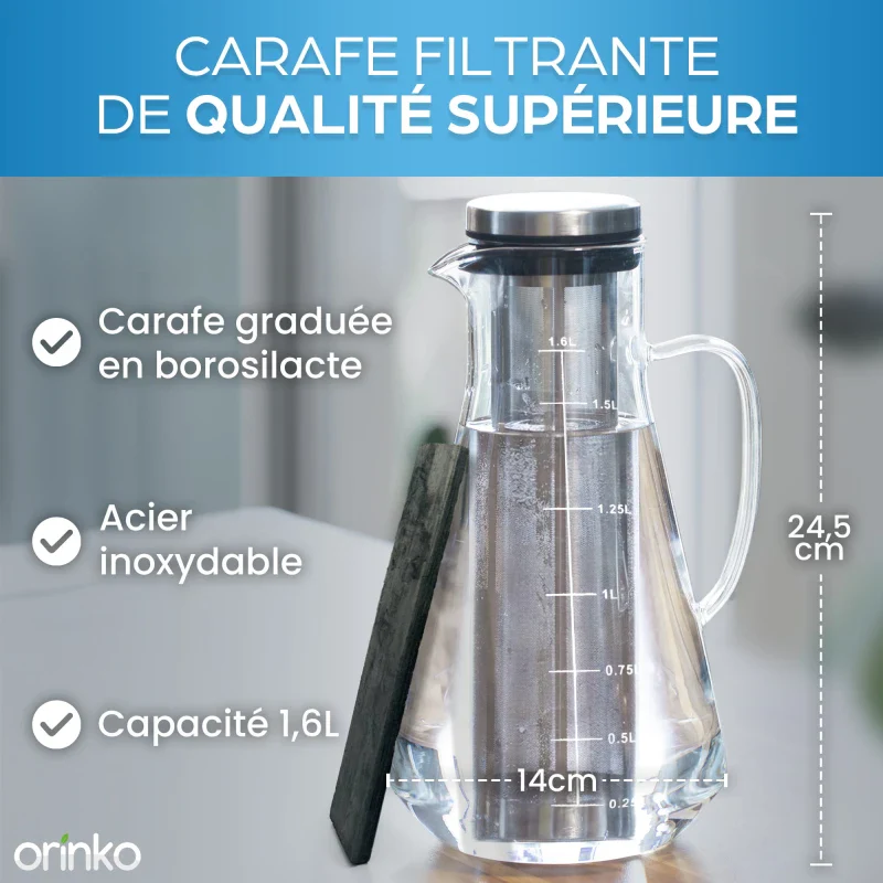 Kit de Purification d'Eau : Carafe 1.6L et Takesumi Japonais x2 - Image 3