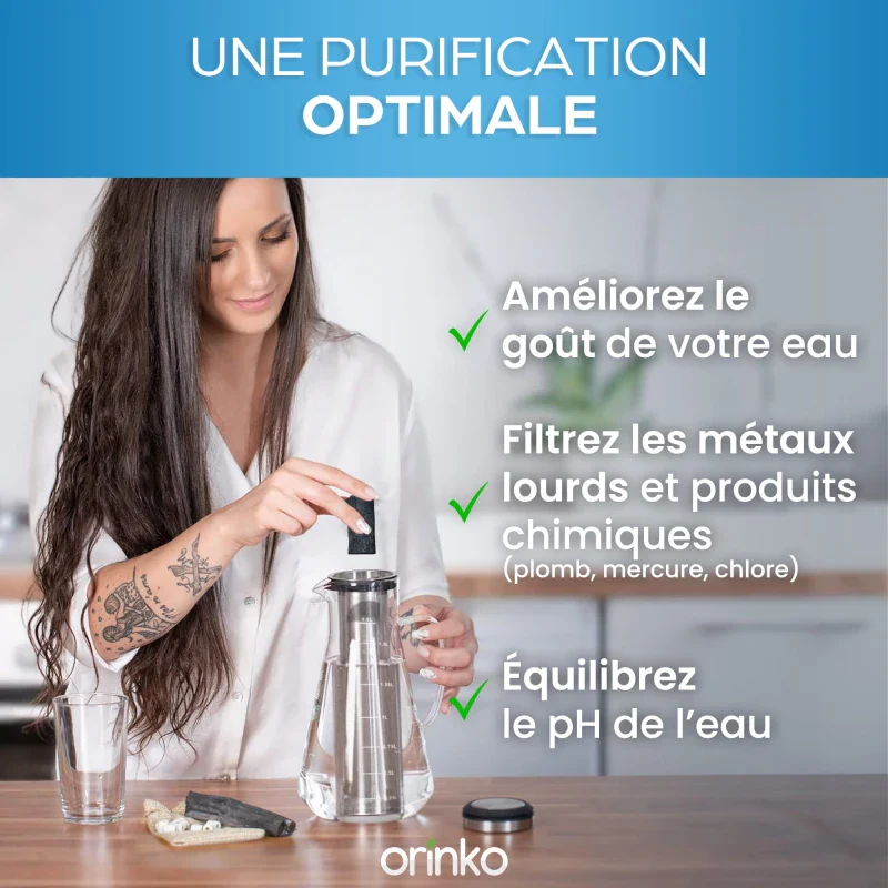 Kit de Purification d'Eau complet avec Carafe + Binchotan + Perles de Céramique - Image 10