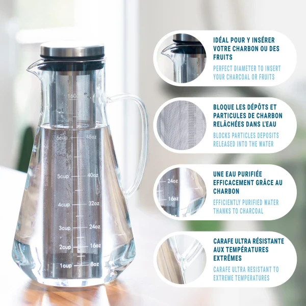Kit de Purification d'Eau complet avec Carafe + Binchotan + Perles de Céramique - Image 3