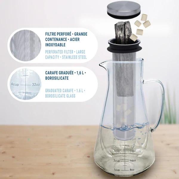 Kit de Purification d'Eau complet avec Carafe + Binchotan + Perles de Céramique - Image 4