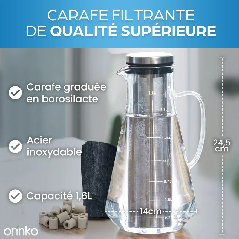 Kit de Purification d'Eau complet avec Carafe + Binchotan + Perles de Céramique - Image 8