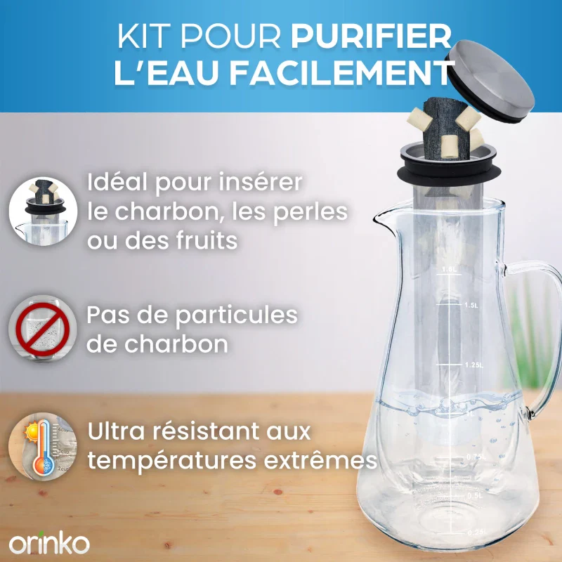 Kit de Purification d'Eau complet avec Carafe + Binchotan + Perles de Céramique - Image 9