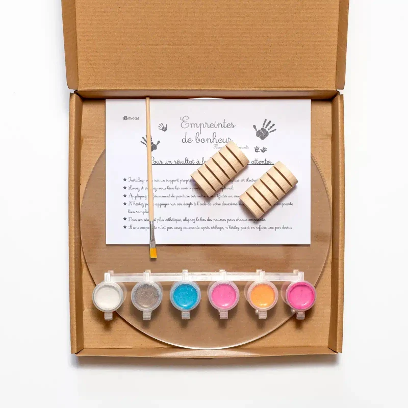 Kit Empreintes de mains pour 5 - Deux Supports Ronds - Image 9