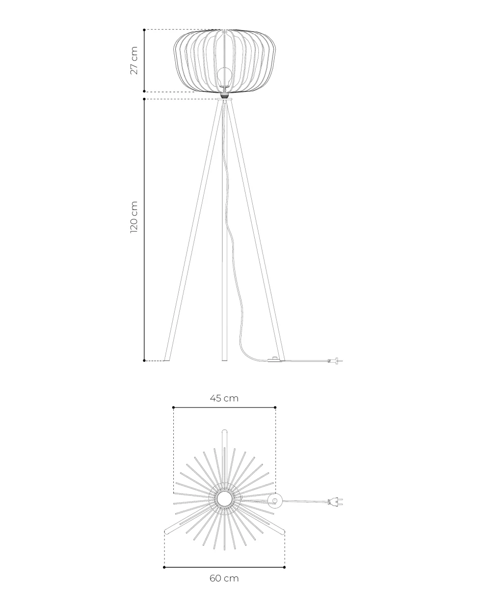 Lampadaire en bois design sur trépied - Agathe - Image 11