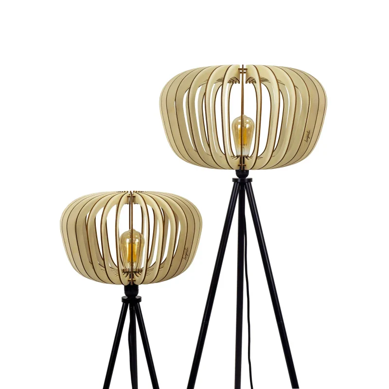 Lampadaire en bois design sur trépied - Agathe - Image 12