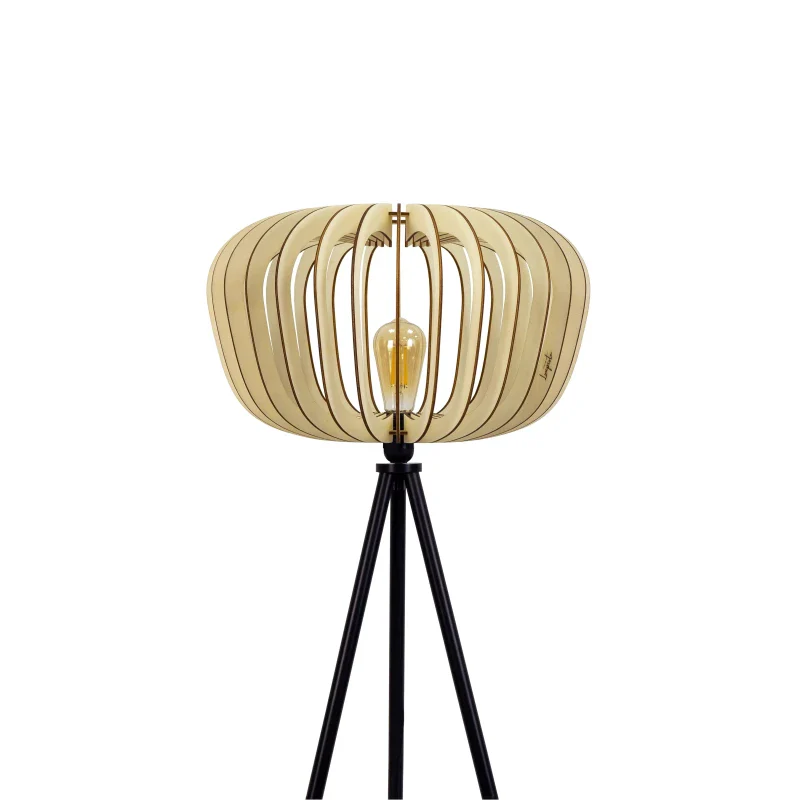 Lampadaire en bois design sur trépied - Agathe - Image 14