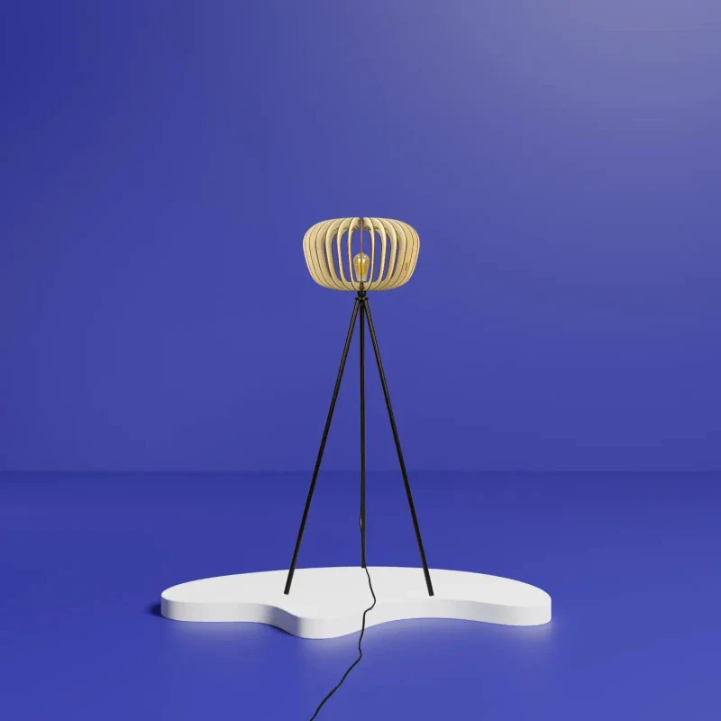 Lampadaire en bois design sur trépied - Agathe - Image 16