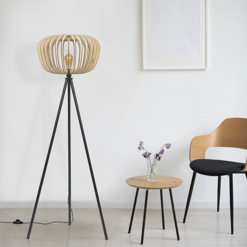 Lampadaire en bois design sur trépied - Agathe - Image 3