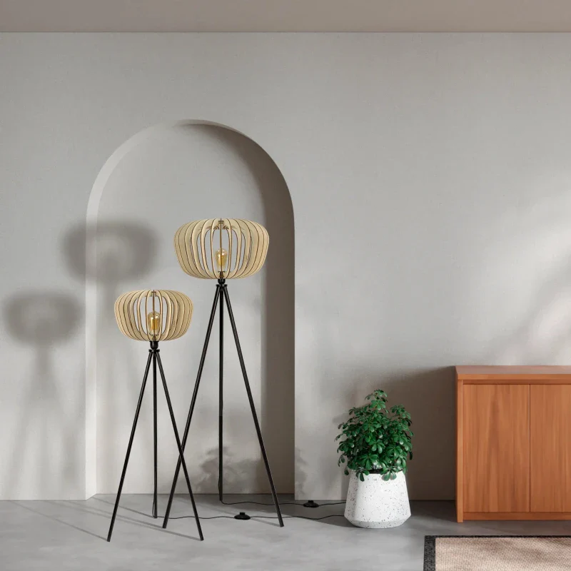 Lampadaire en bois design sur trépied - Agathe - Image 6