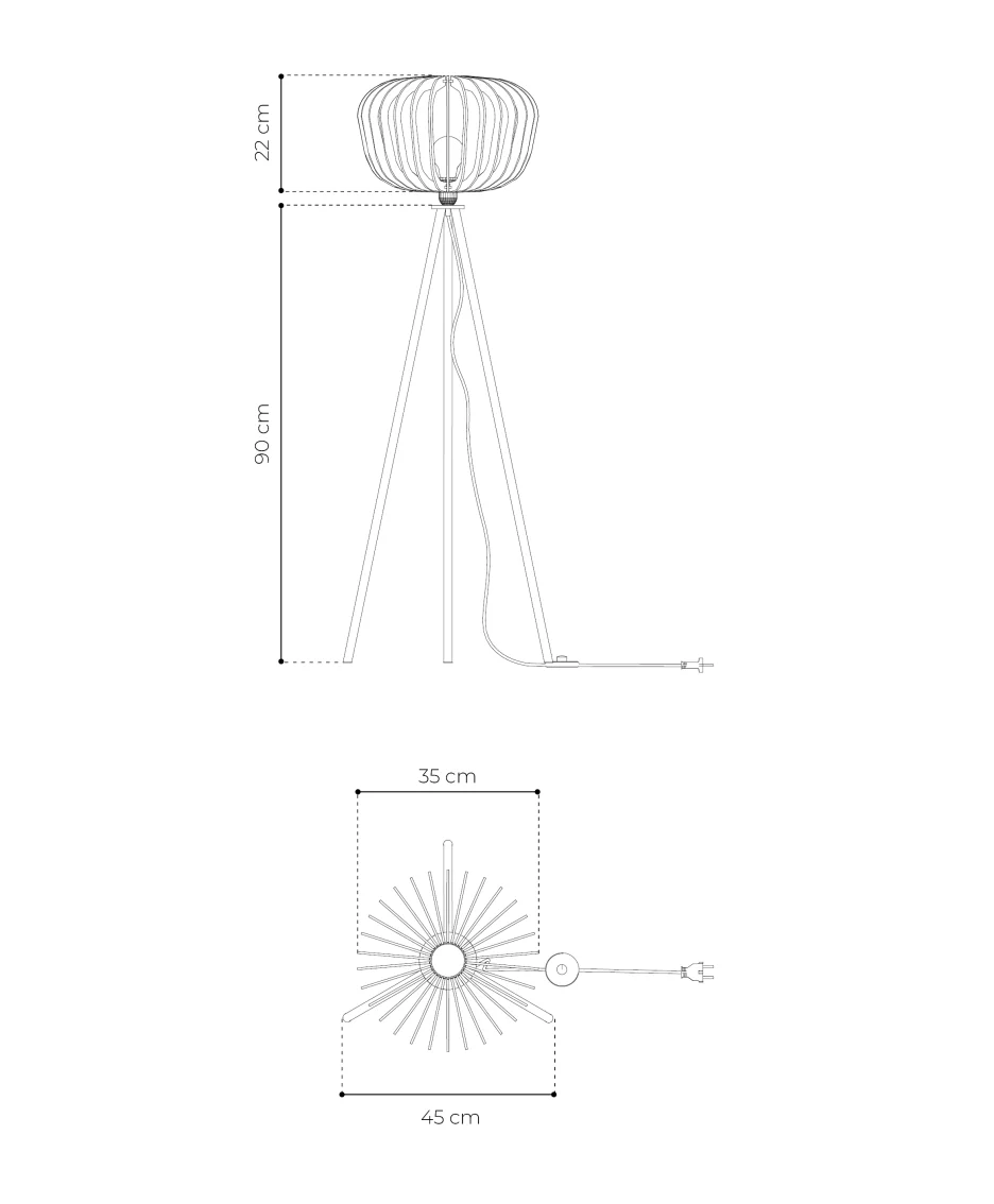 Lampadaire en bois design sur trépied - Agathe - Image 9