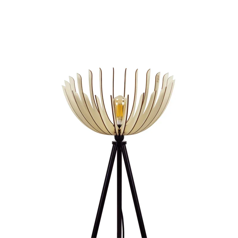 Lampadaire en bois design sur trépied - Athéna - Image 12